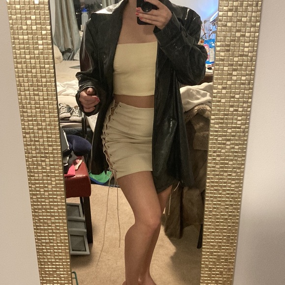 2/$15 NWT PrettyLittleThing Stone Leather Lace Up Mini Skirt - Picture 3 of 13